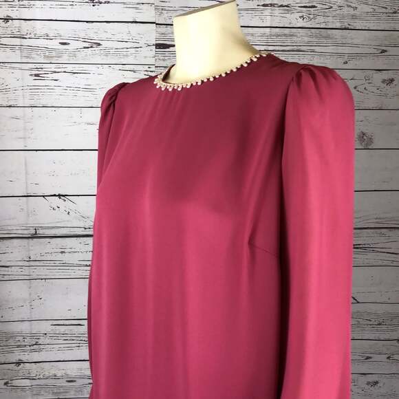 American Vintage USA 50's pink long dress pears around neckline size medium - Picture 6 of 12